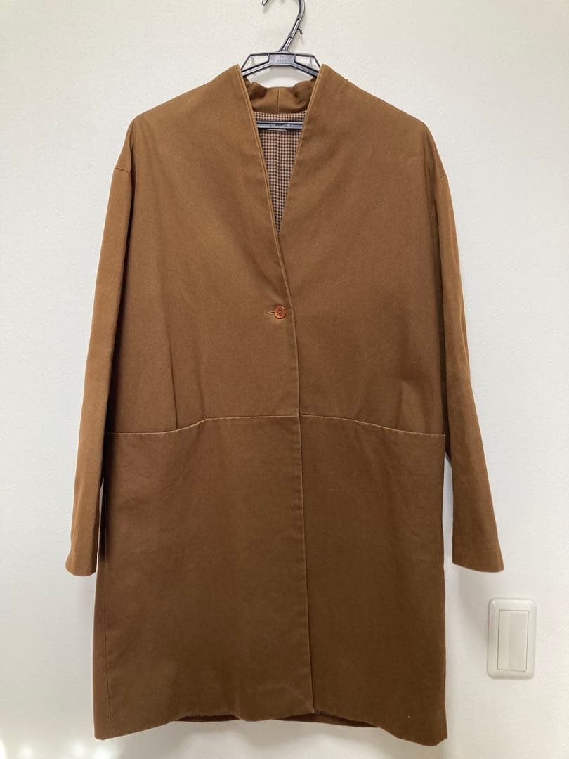 a.b apuntob ブラウン ノーカラー　コットン　ジャケットコート