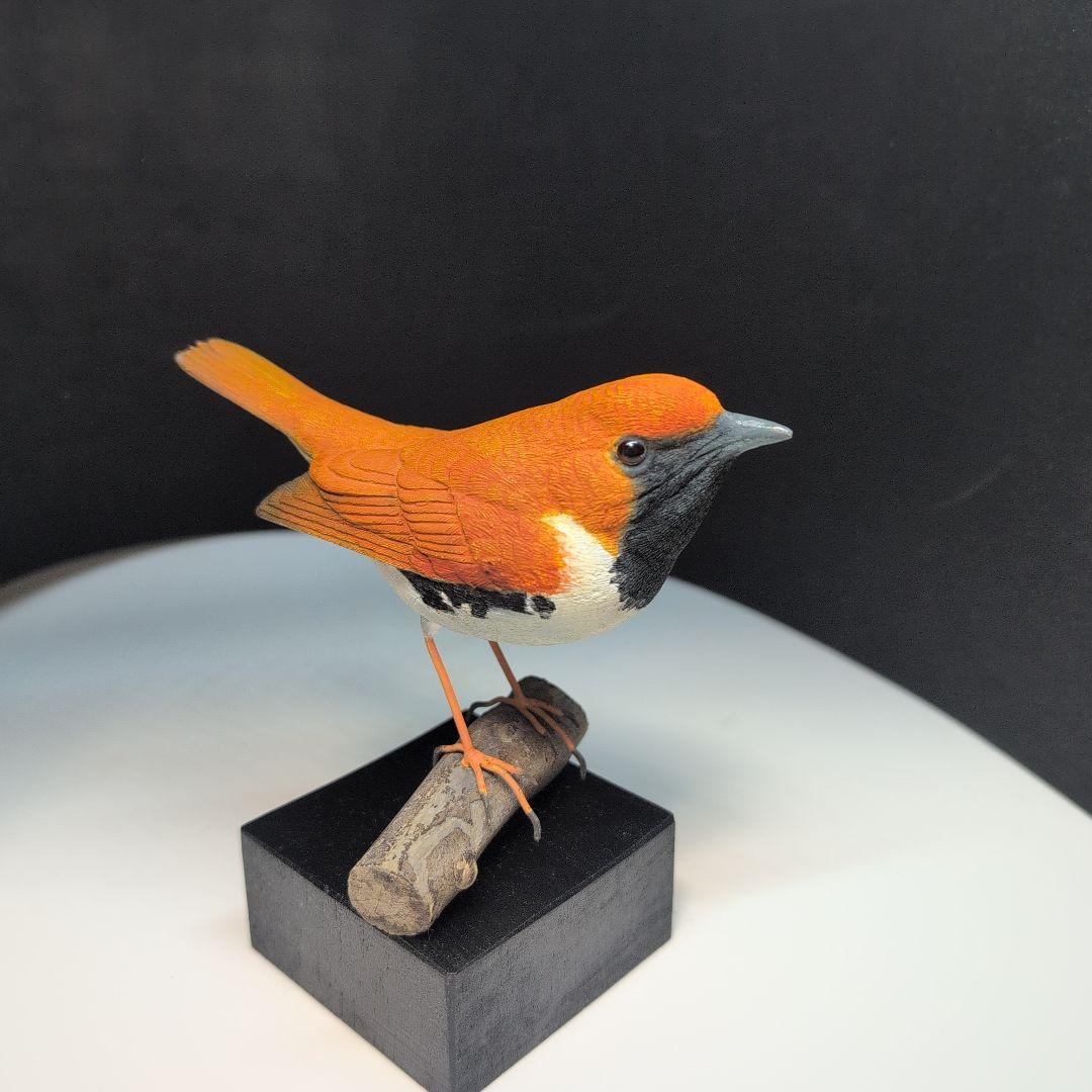 OK0330さま専用品　コマドリ とアカヒゲ　　木彫りの野鳥バードカービング