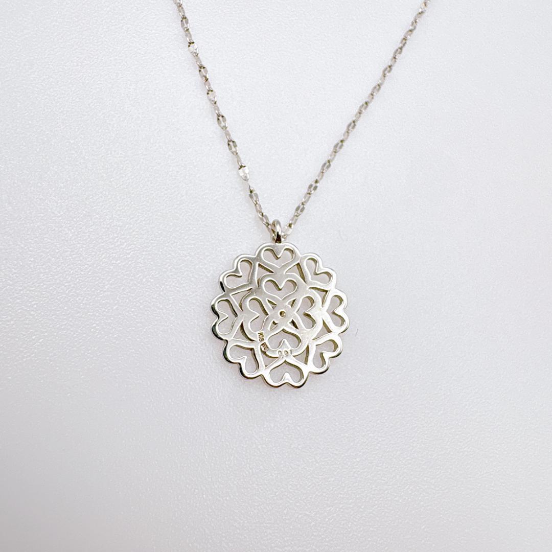 H*i様 【K18WG】天然ダイヤモンド0.01ct 透かしフラワー ネックレス