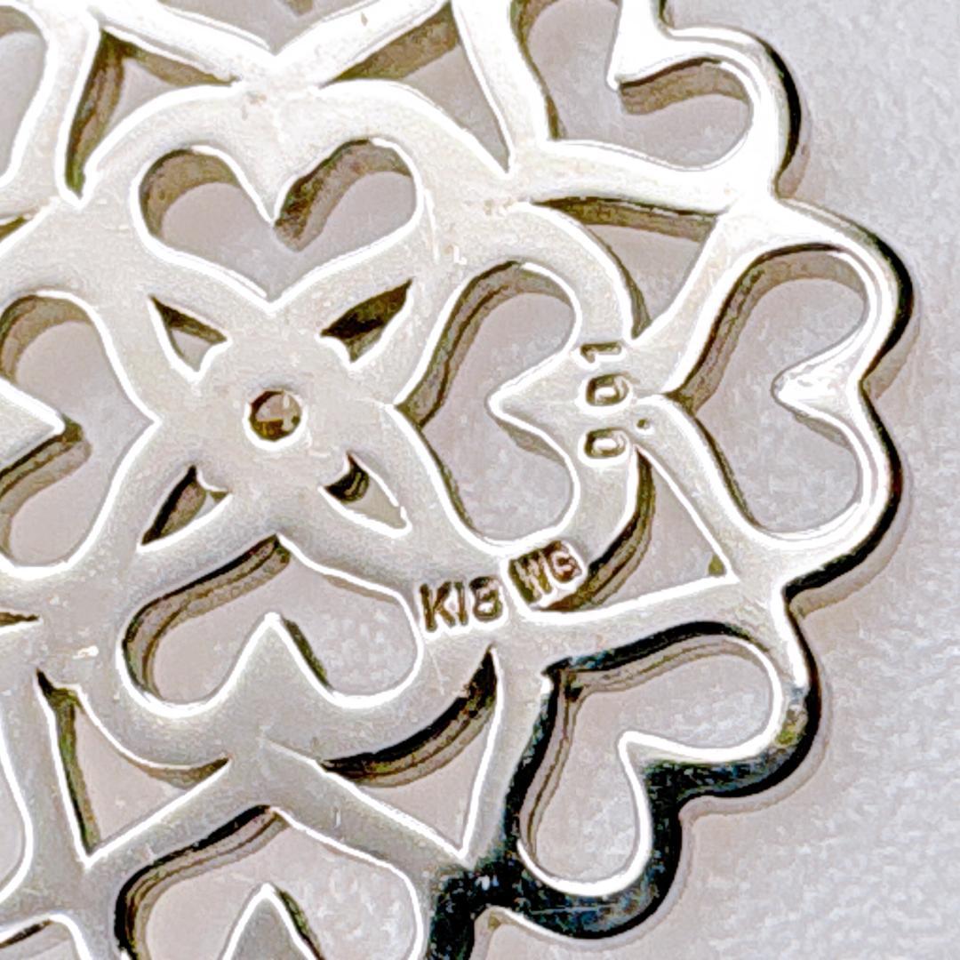 H*i様 【K18WG】天然ダイヤモンド0.01ct 透かしフラワー ネックレス