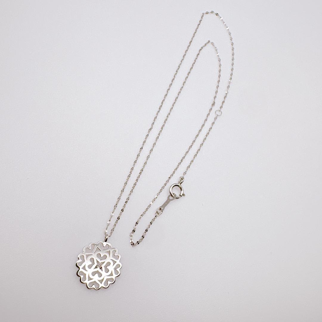 H*i様 【K18WG】天然ダイヤモンド0.01ct 透かしフラワー ネックレス