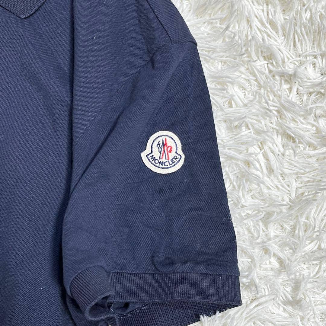 MONCLER ネイビー ポロシャツ　刺繍ロゴワッペン　シルバーボタン