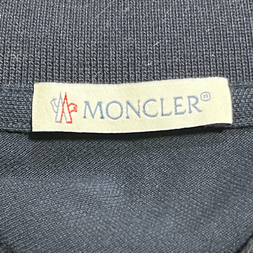 MONCLER ネイビー ポロシャツ　刺繍ロゴワッペン　シルバーボタン
