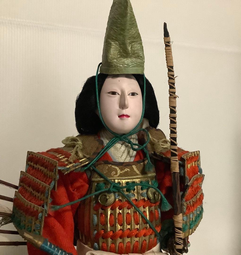十軒店久月♪戦前の武者人形♪五月人形♪神功皇后と武内宿禰♪共箱入♪手指欠け