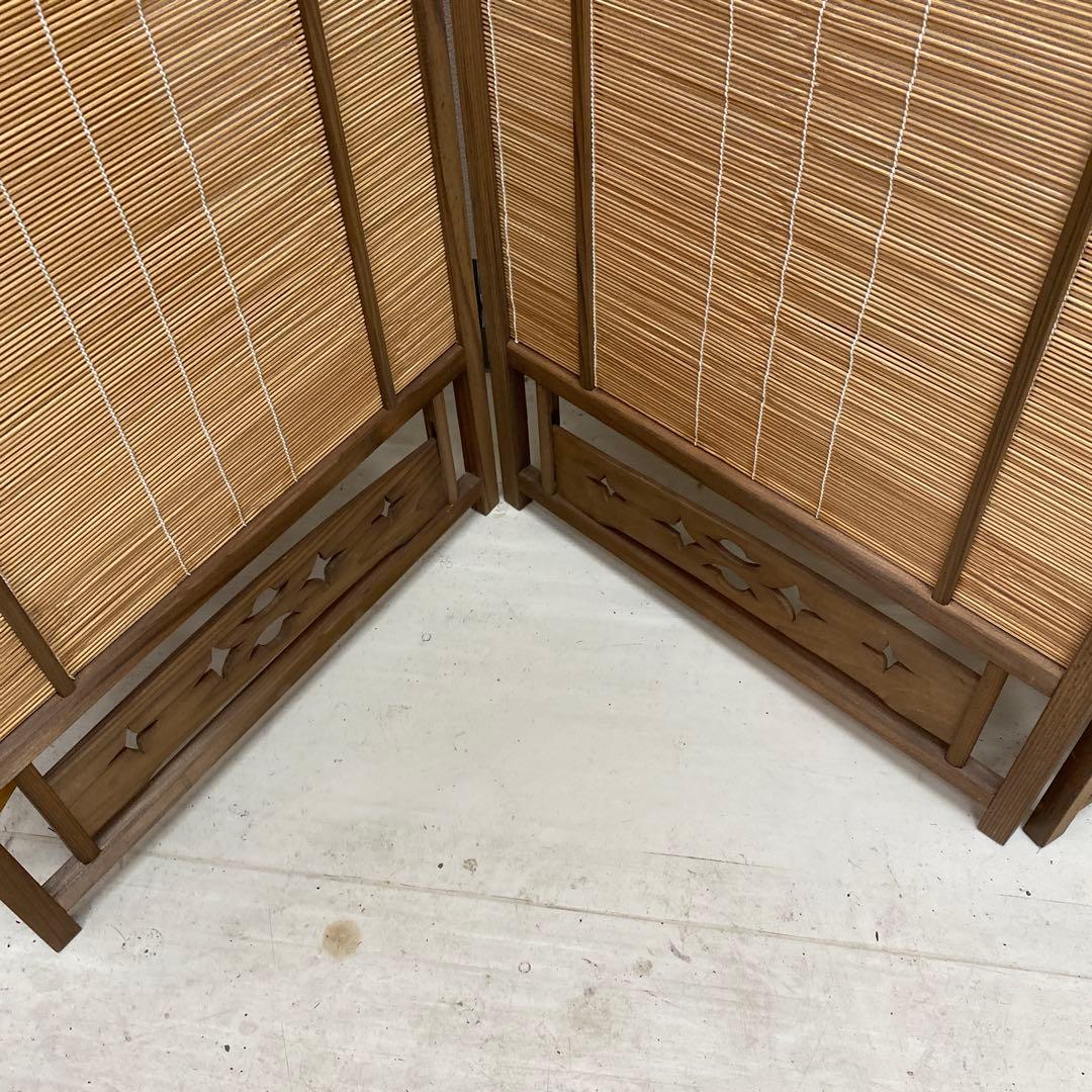 ☆昭和レトロ　和風衝立　間仕切り 簾屏風4連☆