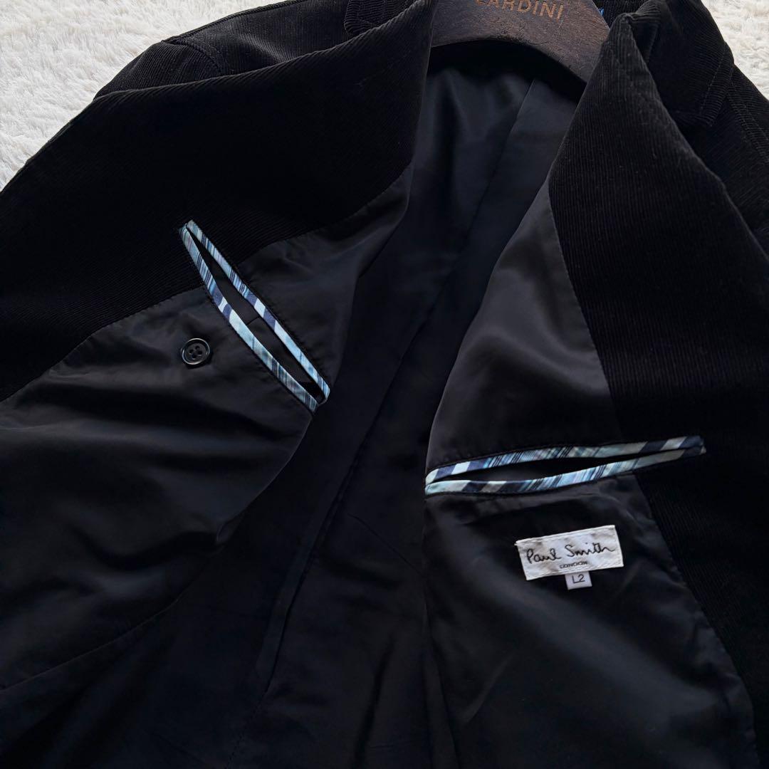 極美品✨ポールスミス スーツ コーデュロイ 裏地マルチストライプ ブラック XL