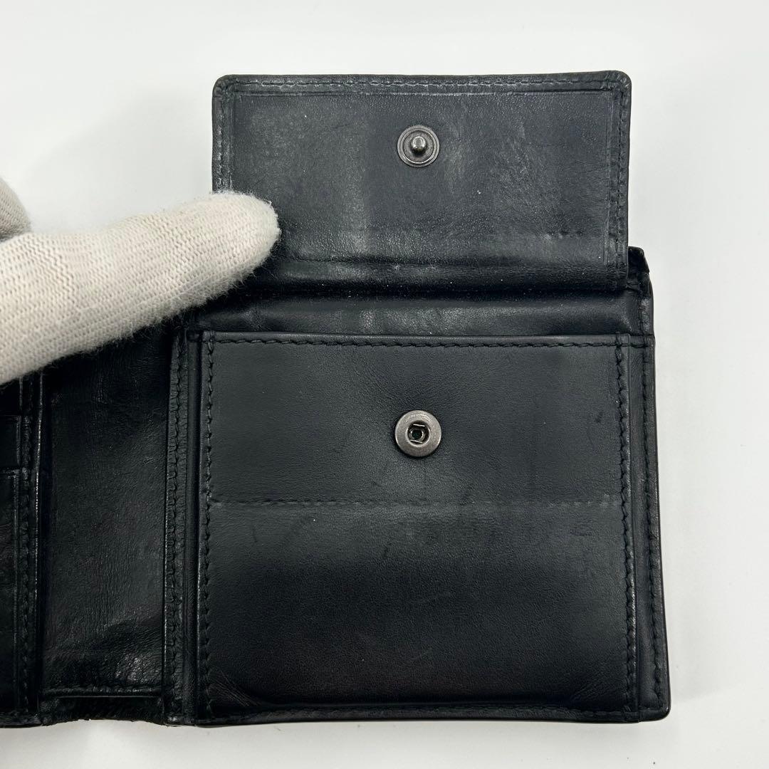 ボッテガヴェネタ 折り財布 二つ折り イントレ 編み込み レザー ブラック