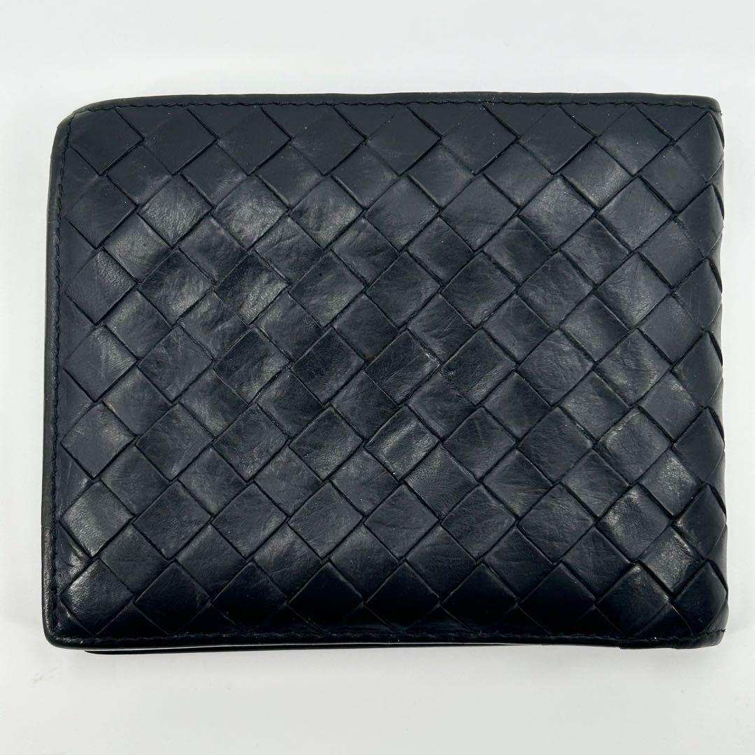 ボッテガヴェネタ 折り財布 二つ折り イントレ 編み込み レザー ブラック