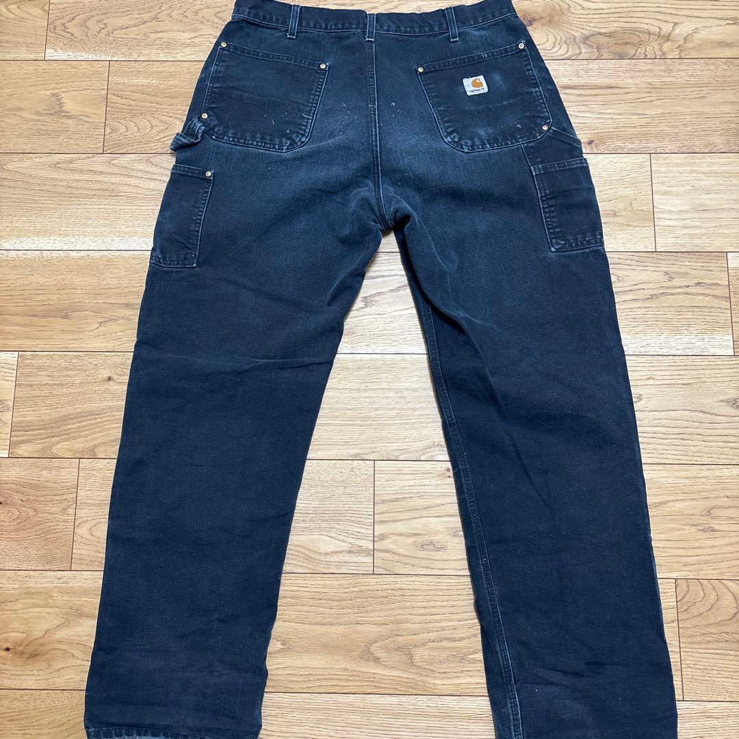 USA製　36×34 カーハート ダブルニー パンツ ブラック 黒