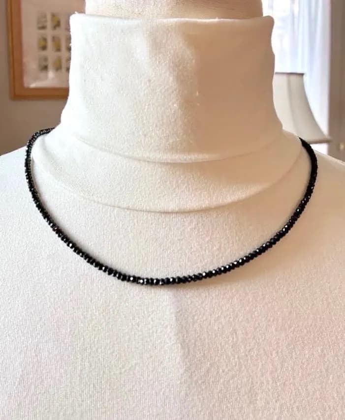 ブラックダイヤモンドネックレス 8g 金具シルバー925刻印 長期保存品