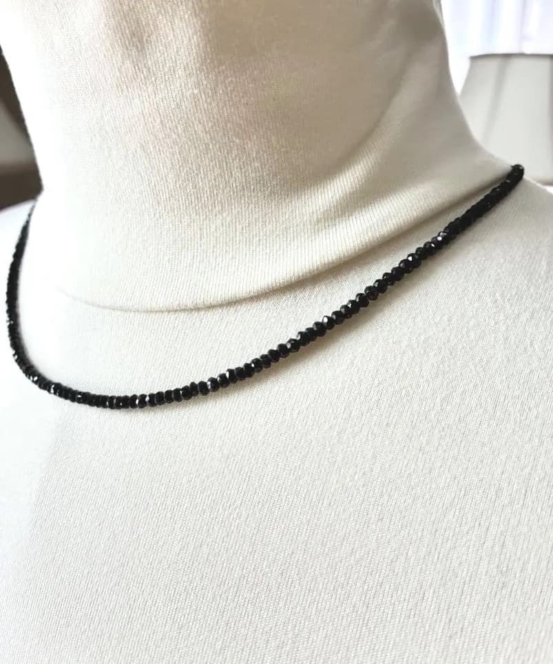 ブラックダイヤモンドネックレス 8g 金具シルバー925刻印 長期保存品
