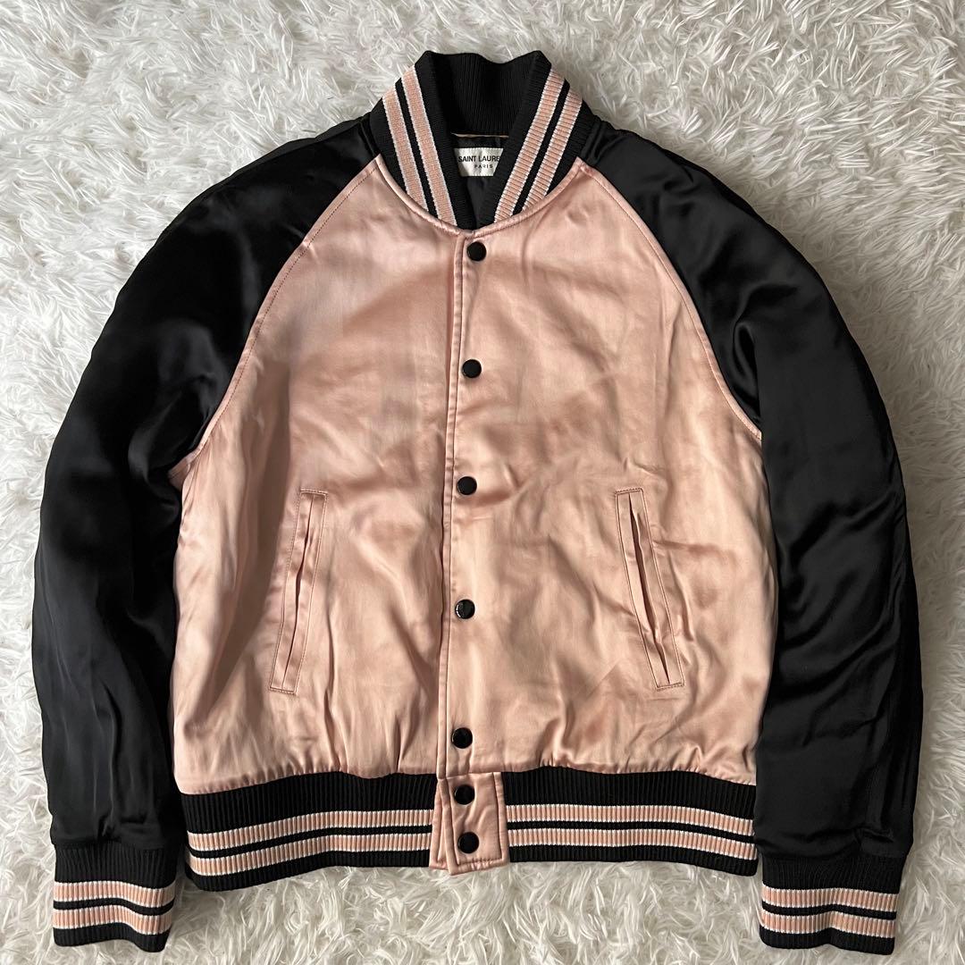 美品 サンローラン 近年 teddy ボンバージャケット ピンク スタジャン