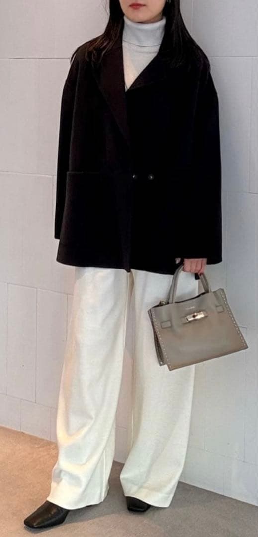 定番ボールジィ　プレミアムウールリバーオープンカラーショートコート　ネイビー36