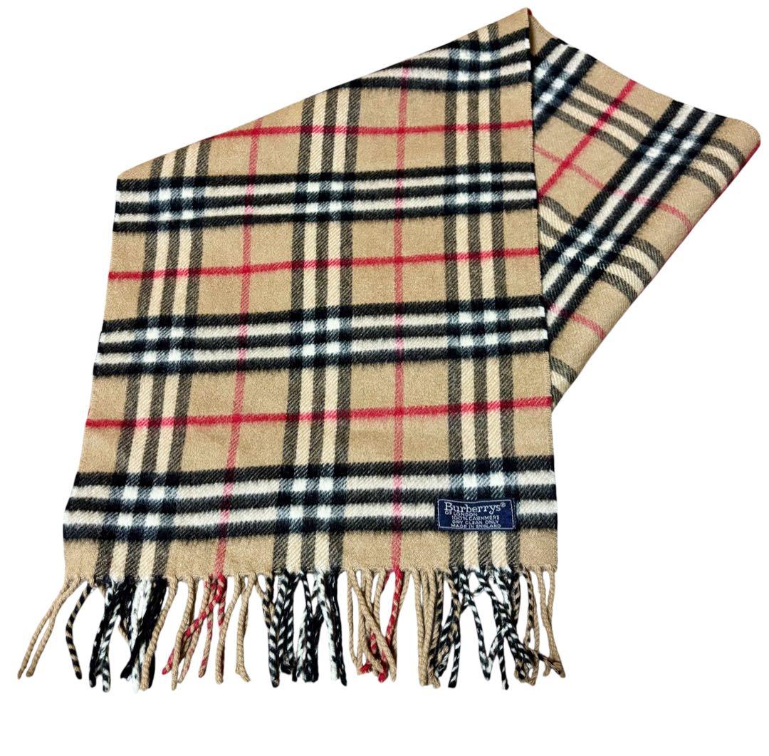 極美品✨バーバリー カシミヤ100% マフラー ノバチェック ブラウン ベージュ