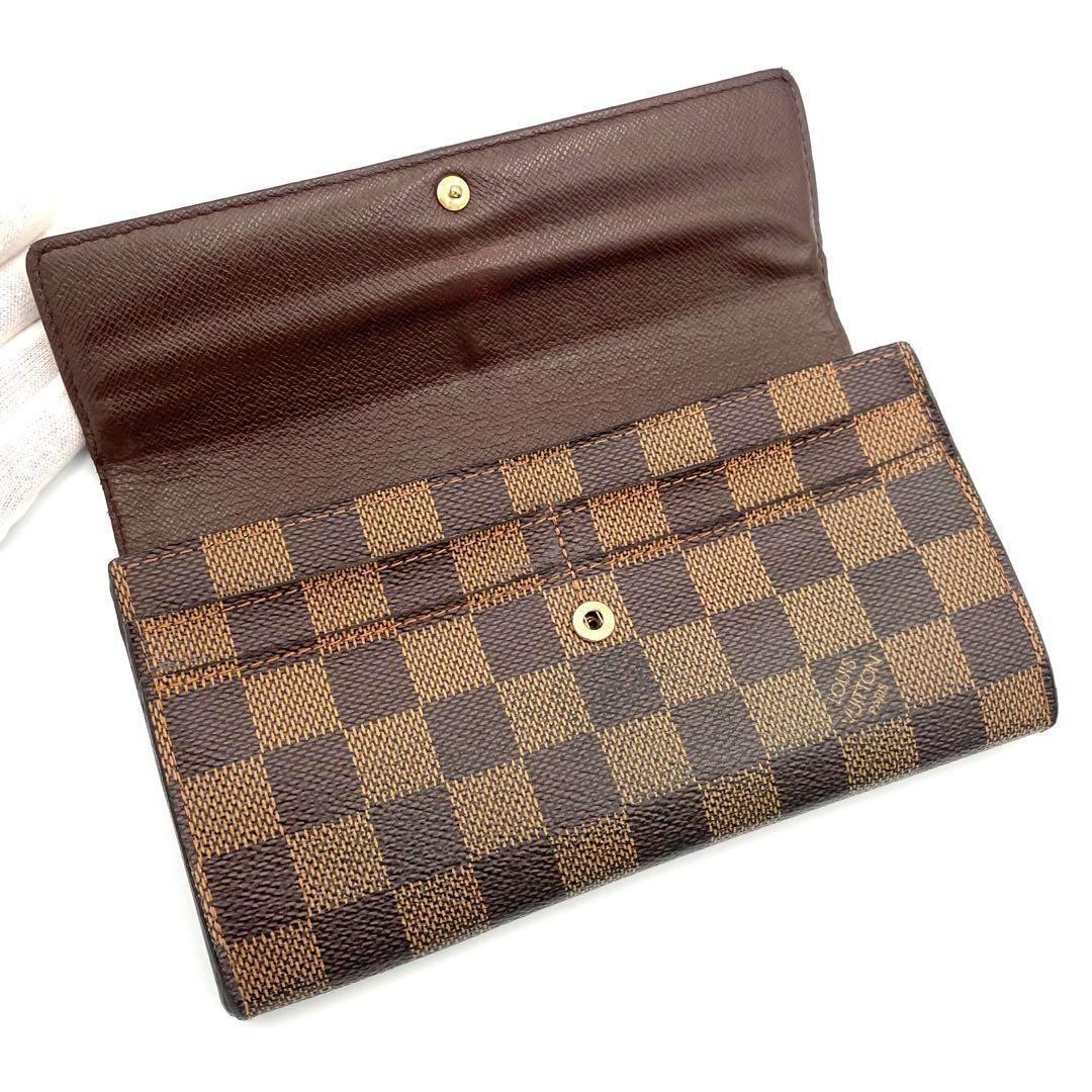 美品❣️保存袋付✨ルイヴィトン ダミエ ポルトフォイユサラ 二つ折り長財布 茶