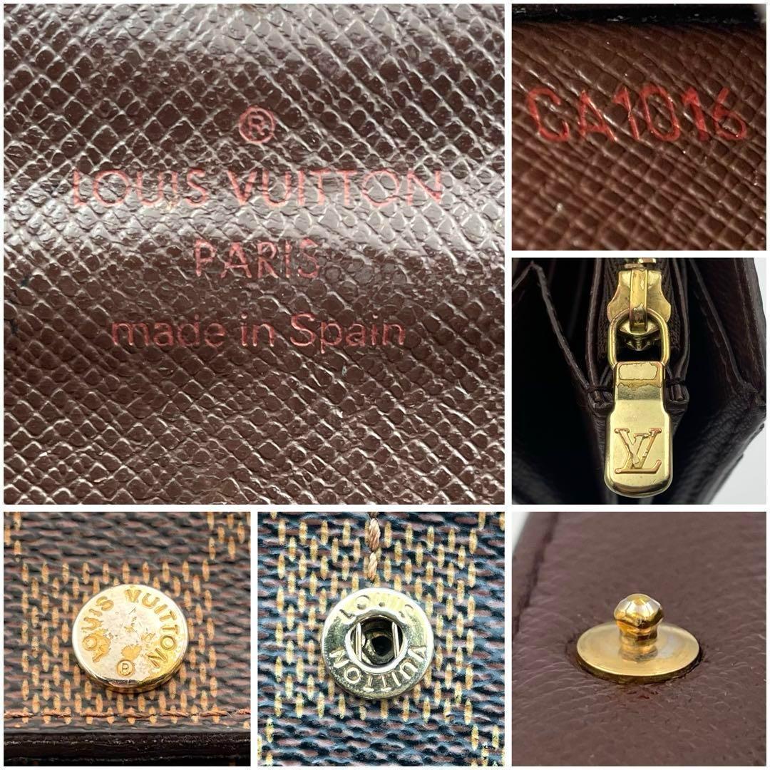 美品❣️保存袋付✨ルイヴィトン ダミエ ポルトフォイユサラ 二つ折り長財布 茶