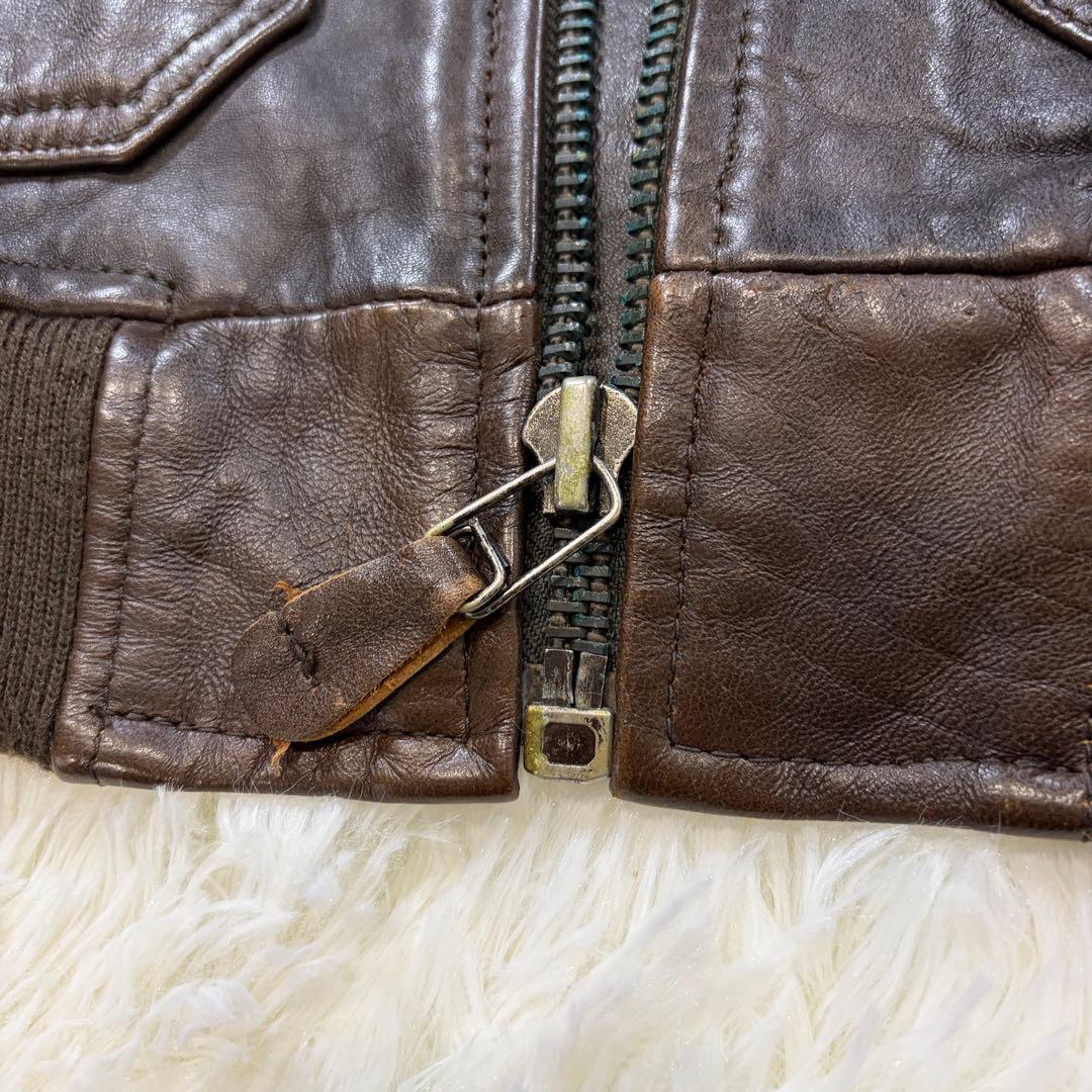 AVIREX トップガン G-1 フライトジャケット ワッペン 本革 L相当 茶