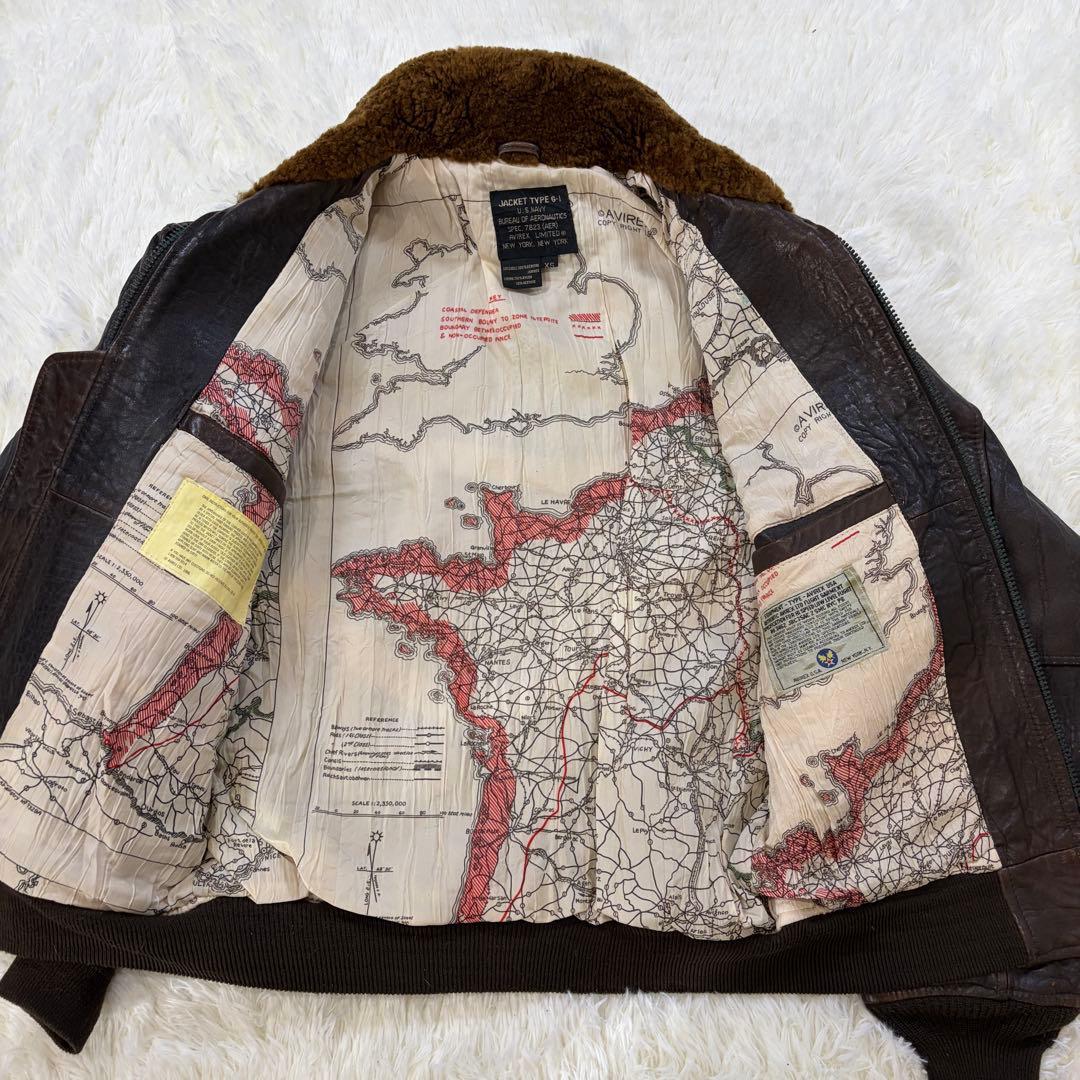 AVIREX トップガン G-1 フライトジャケット ワッペン 本革 L相当 茶