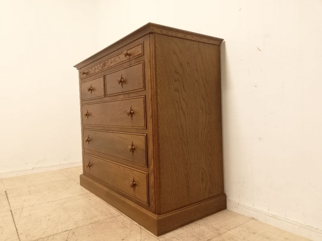 モデルルーム展示品 北海道家具 EZO グレース 高級楢材箪笥 手彫り