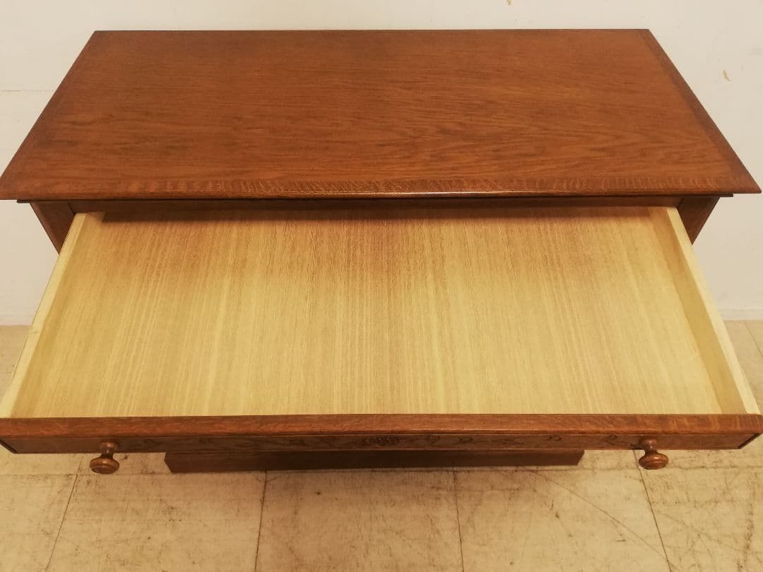 モデルルーム展示品 北海道家具 EZO グレース 高級楢材箪笥 手彫り