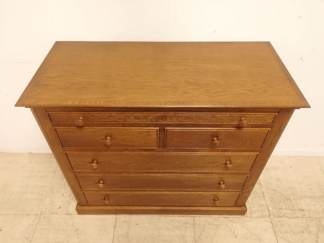 モデルルーム展示品 北海道家具 EZO グレース 高級楢材箪笥 手彫り