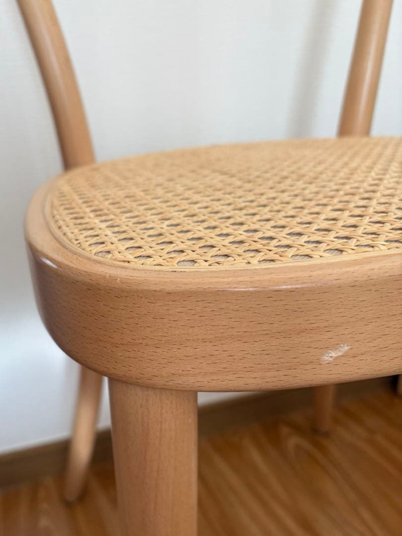 無印　ブナ材曲げ木チェア　藤、ラタン