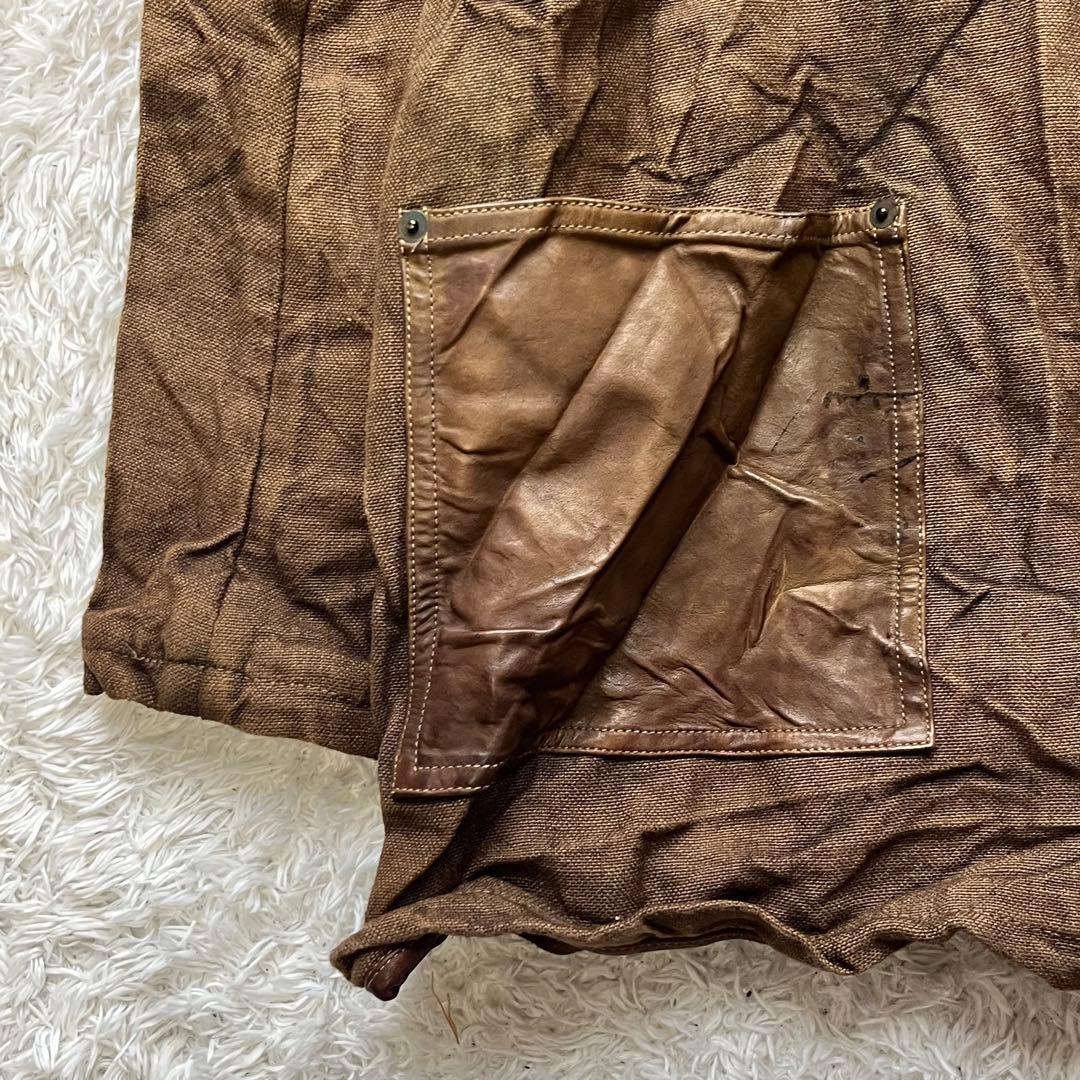 希少✨イサムカタヤマ バックラッシュ 3 レザー　カバーオール 茶　シワ加工