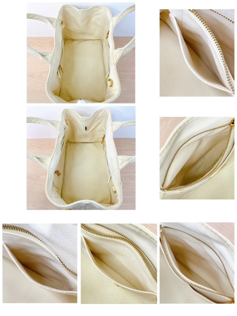 プラダ カナパ トートバッグ 2WAY ショルダーバッグ キャンバス アイボリー