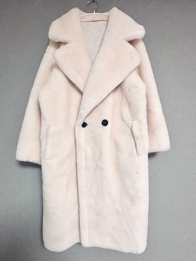 salang／新品未使用S ウールベアロングコート テディコート ホワイト