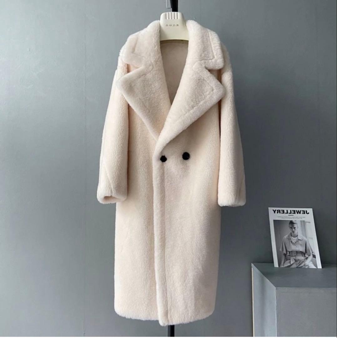 salang／新品未使用S ウールベアロングコート テディコート ホワイト