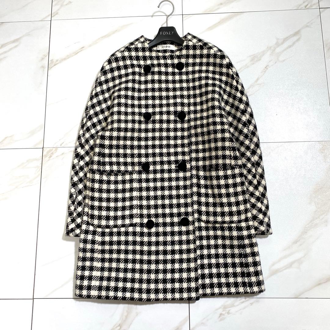完売♡JENNE 千鳥柄フレンチレトロコート ウール ダブルボタン
