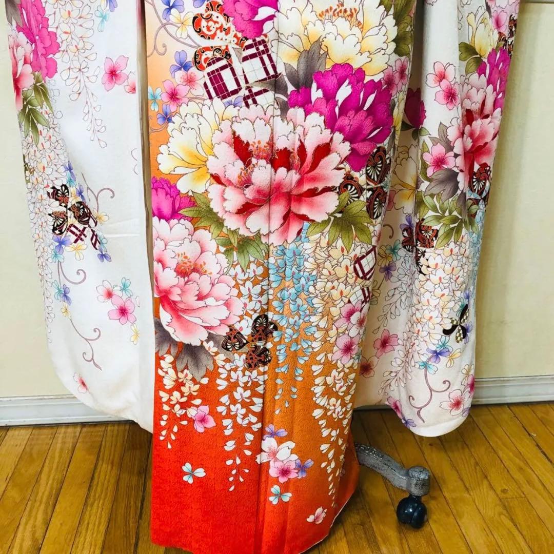 振袖フルセット‼️振袖ブランドLakokuIa❤️白地ピンク花々金彩 小物付 秀品‼️