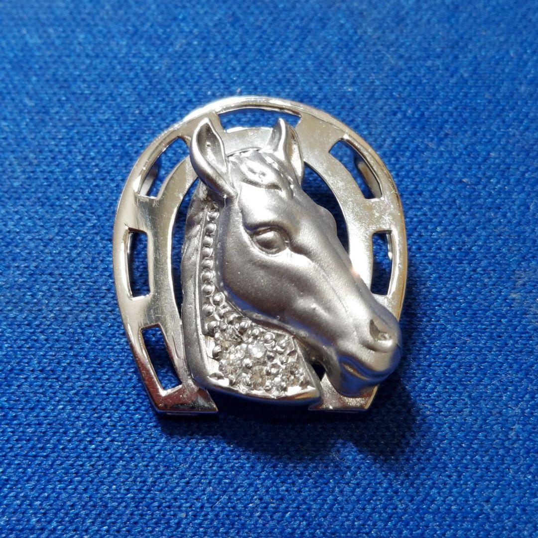 K18WG 馬蹄デザイン ダイヤ ペンダント