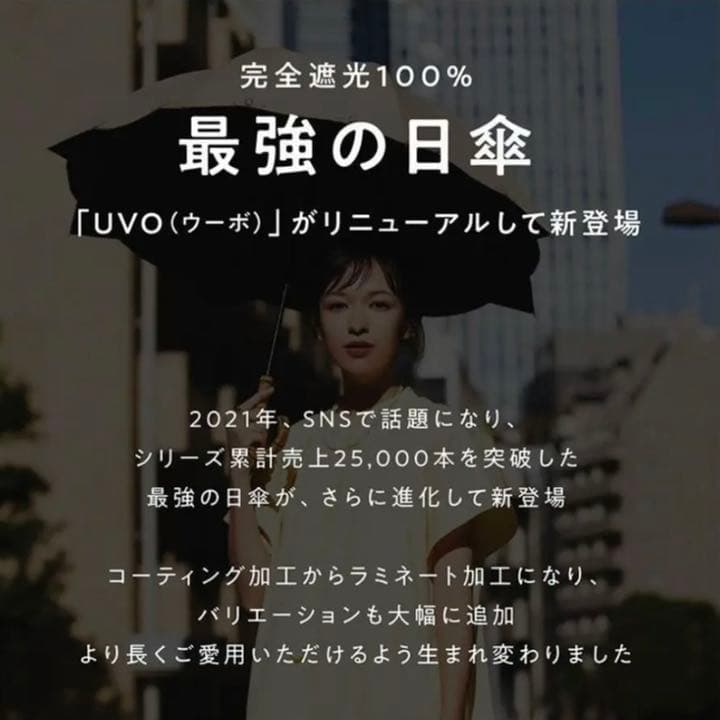 【新品タグ付】最強の日傘 UVOウーボ　3段式 オフホワイト　タッセル　晴雨兼用