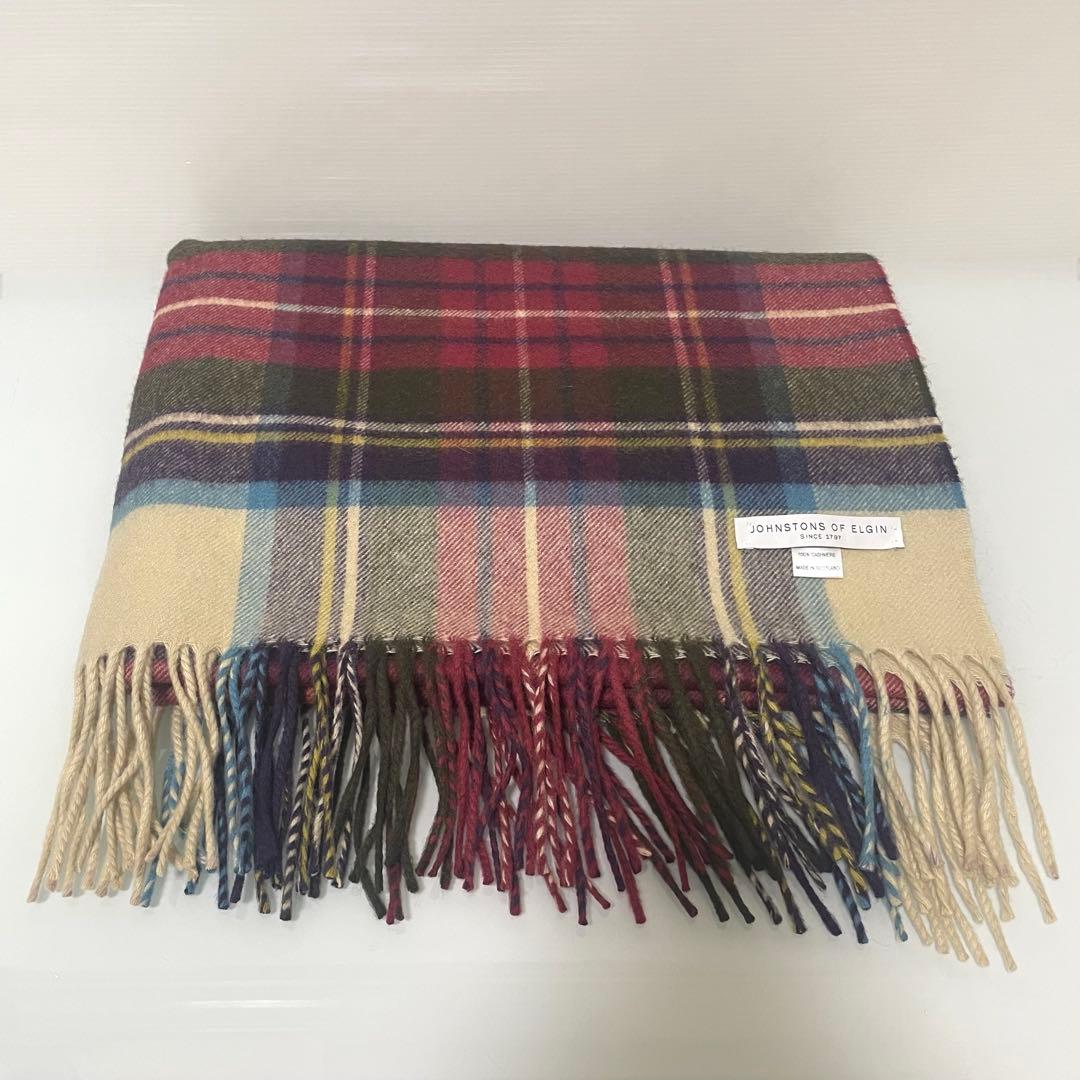 JOHNSTONS ジョンストンズ タータンチェック カシミヤ 大判ストール