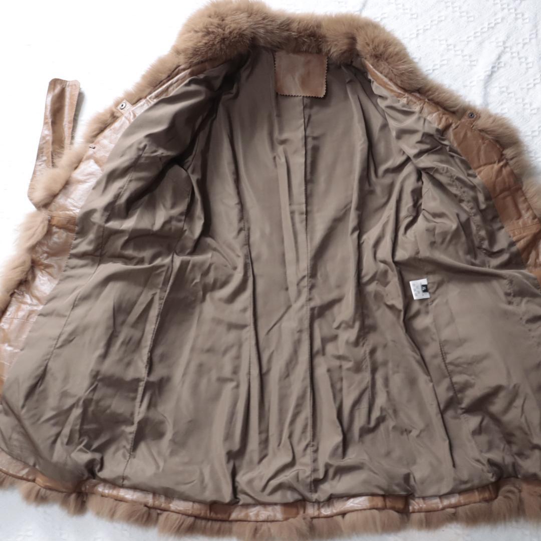 豪華ボリュームファー　レザージャケット　ロングコート　ガウンコート