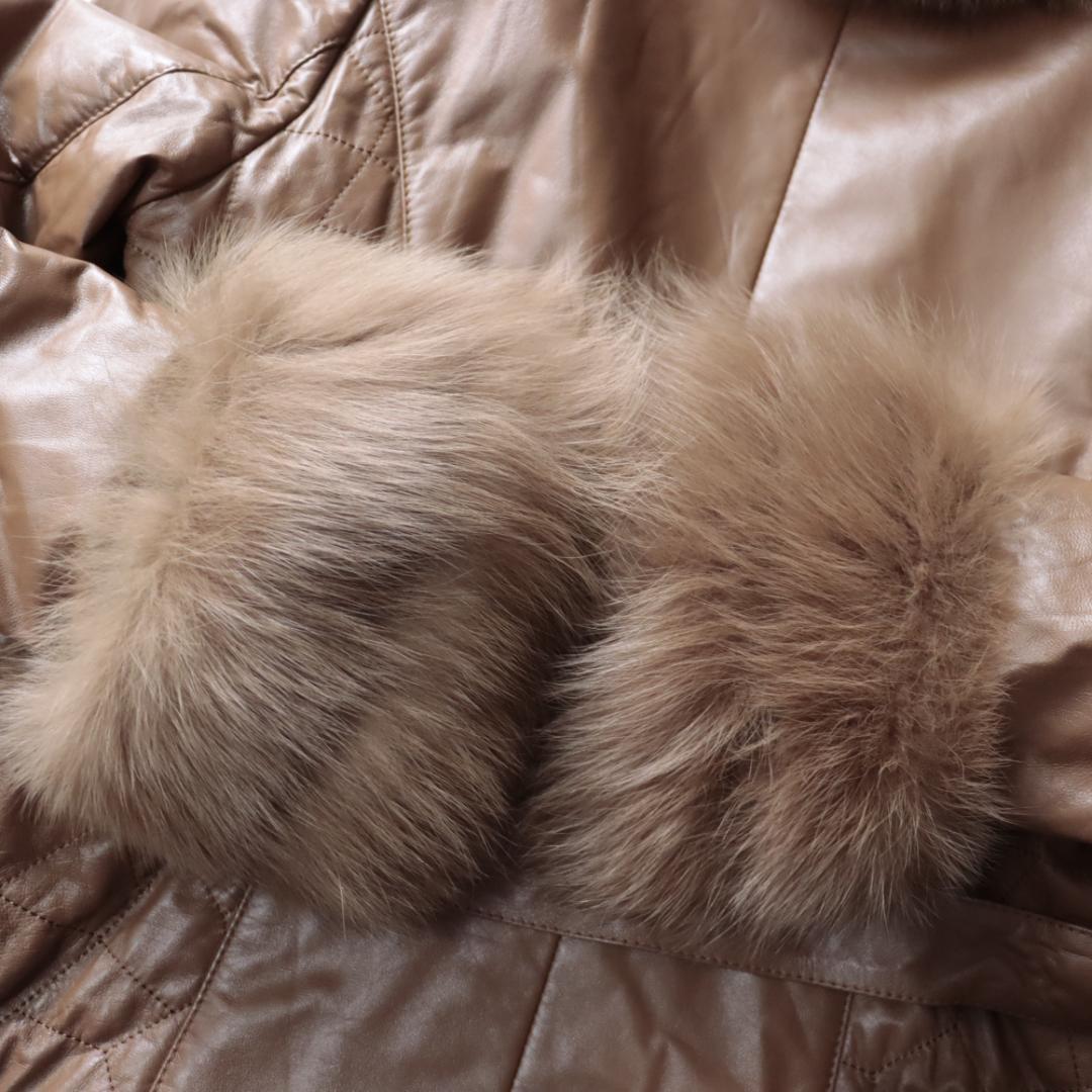 豪華ボリュームファー　レザージャケット　ロングコート　ガウンコート