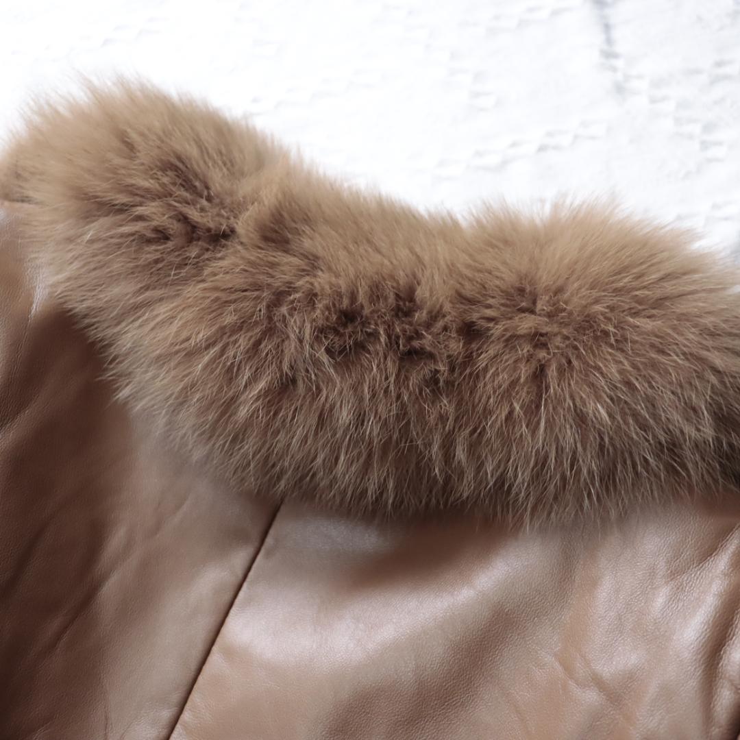 豪華ボリュームファー　レザージャケット　ロングコート　ガウンコート