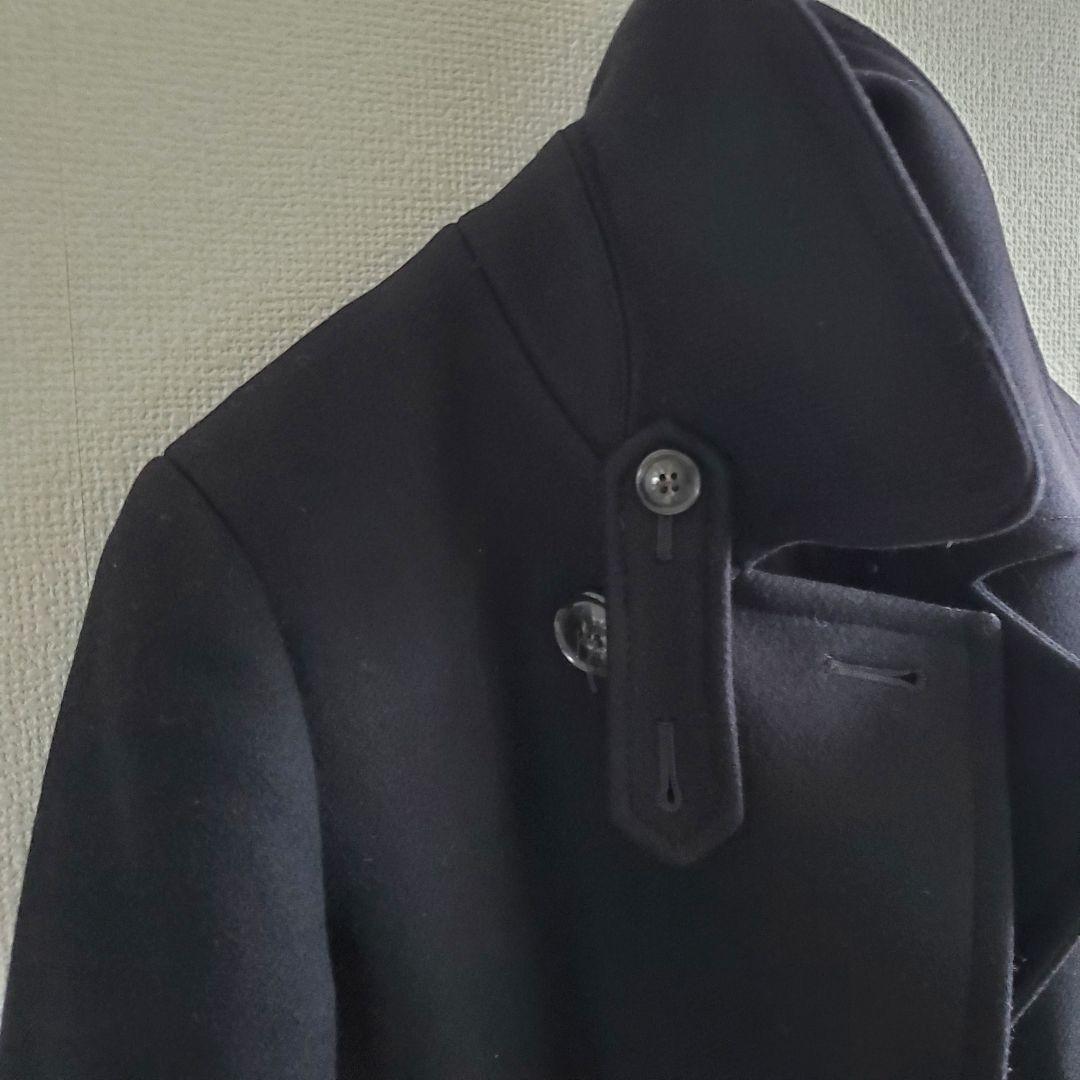 23区 イタリア製 カシミヤ混生地 黒 ピーコート チンストラップ付き 38