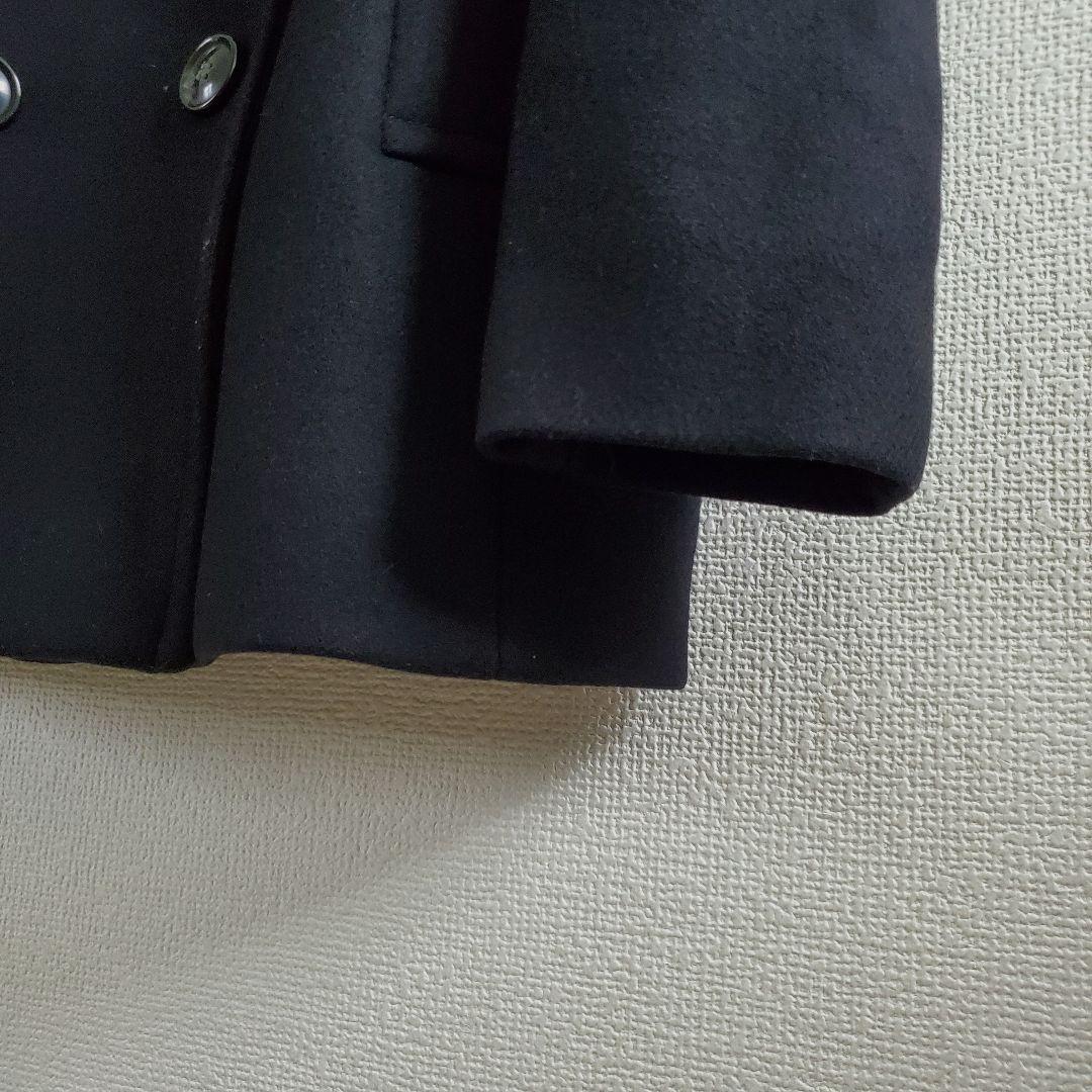 23区 イタリア製 カシミヤ混生地 黒 ピーコート チンストラップ付き 38