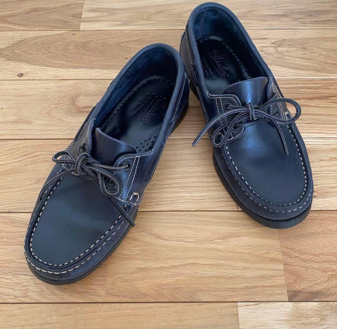 パラブーツ　デッキシューズ　ネイビー レザー