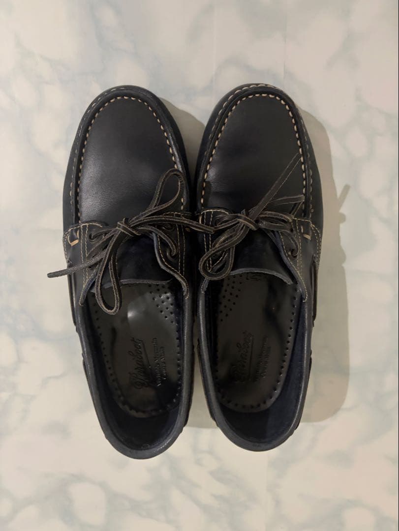 パラブーツ　デッキシューズ　ネイビー レザー