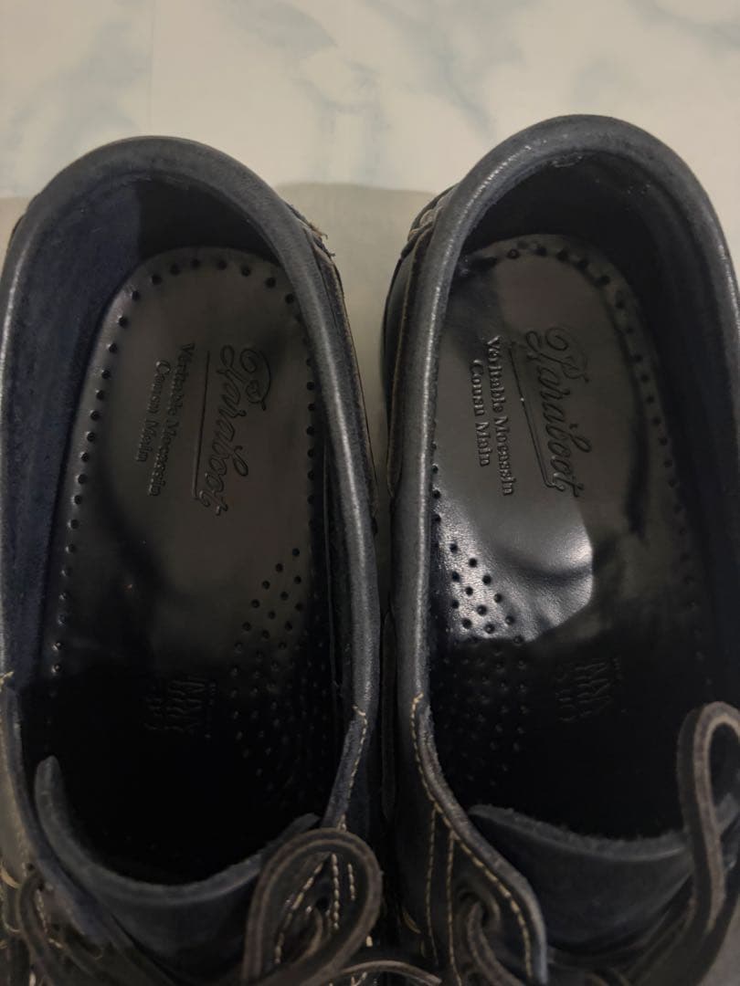 パラブーツ　デッキシューズ　ネイビー レザー