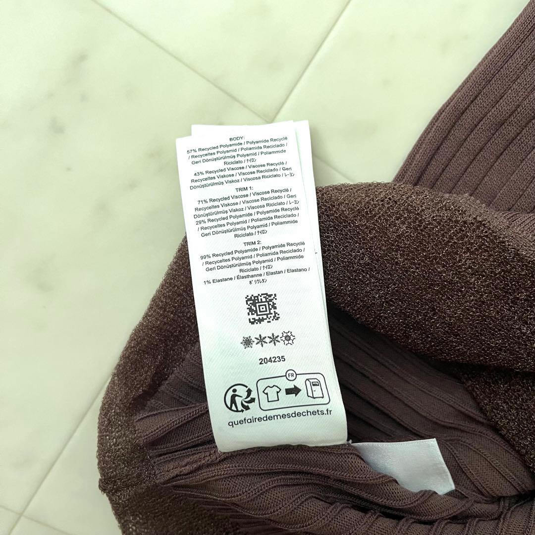 ほぼ未使用♡フレッドペリー ポロニット リブ ショート丈 シースルー 38 茶