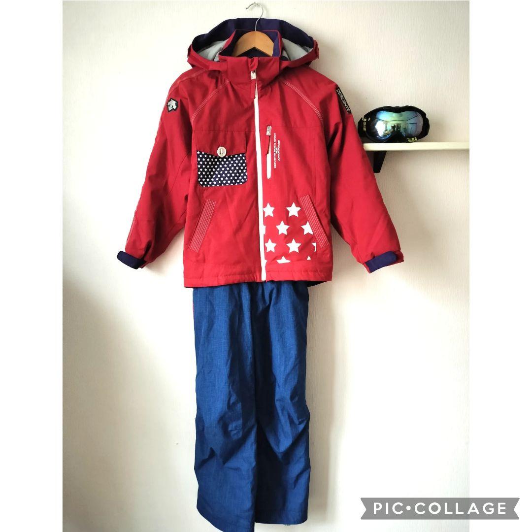 【美品】DESCENTE ジュニア スキーウェア 上下160 星柄 ヒートナビ