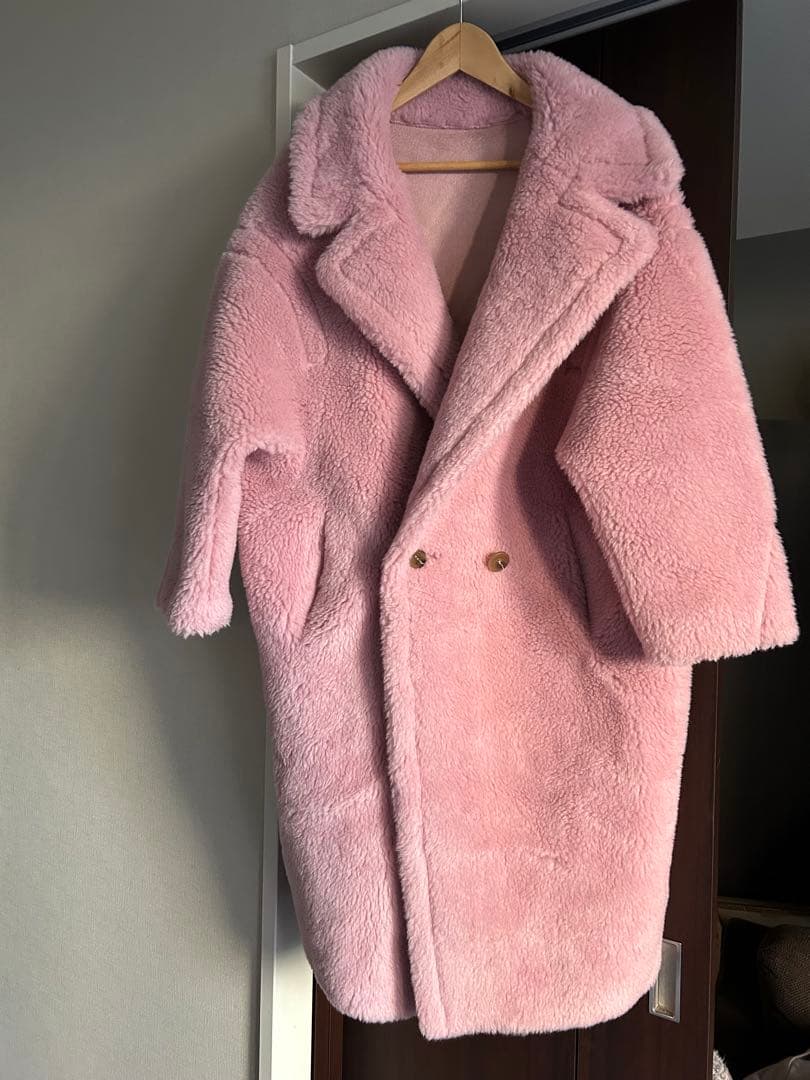 ピンク セゾンドパピヨン テディベアコート　S