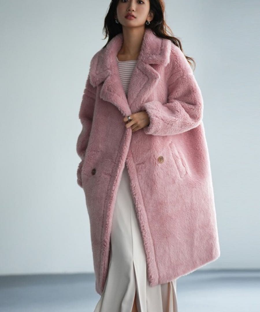 ピンク セゾンドパピヨン テディベアコート　S