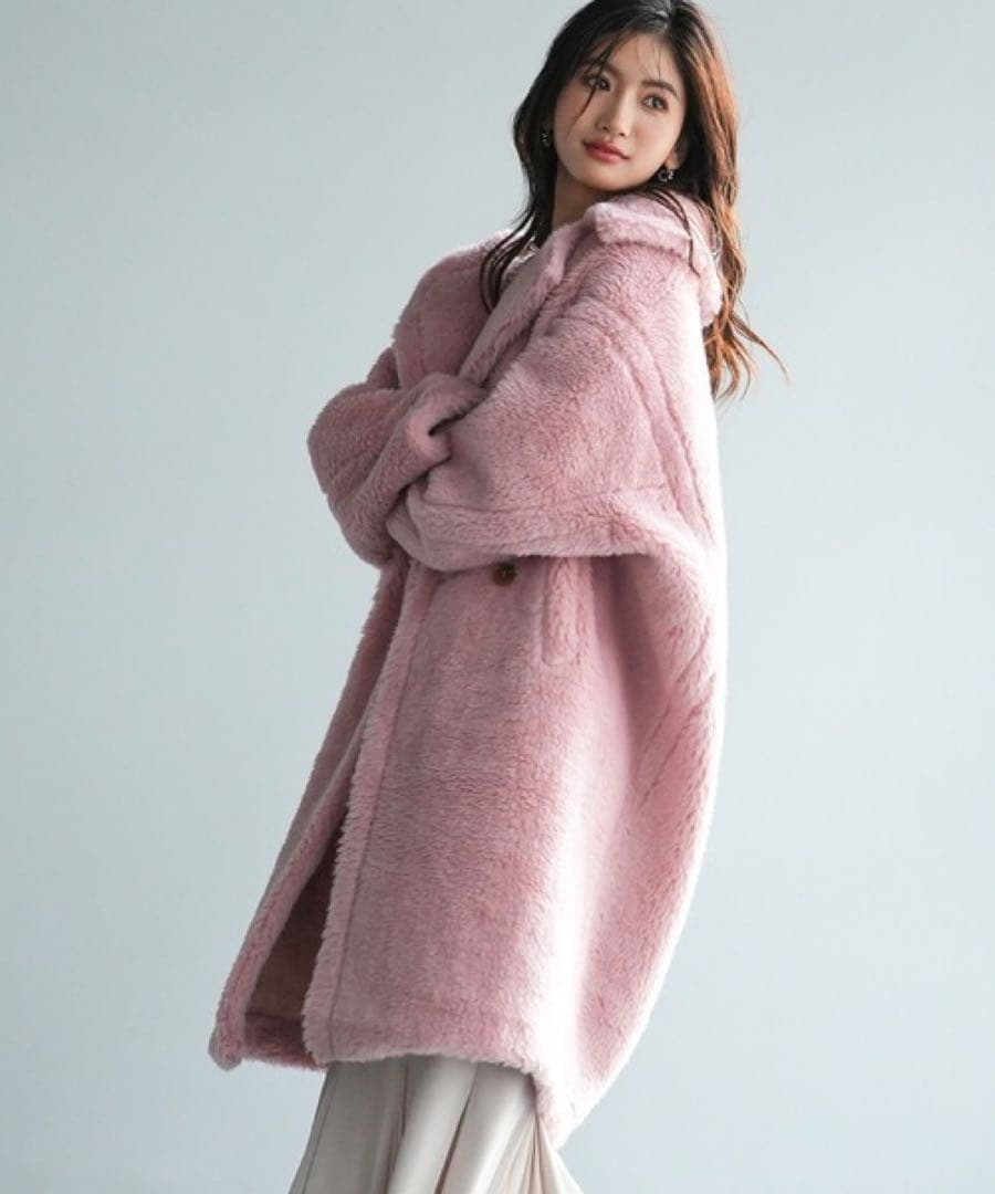 ピンク セゾンドパピヨン テディベアコート　S