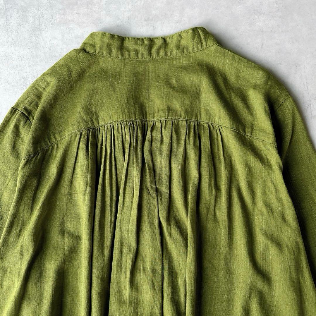 群言堂 根々 石見銀山 綿麻 リネン チュニック　シャツ　スキッパー　グリーン
