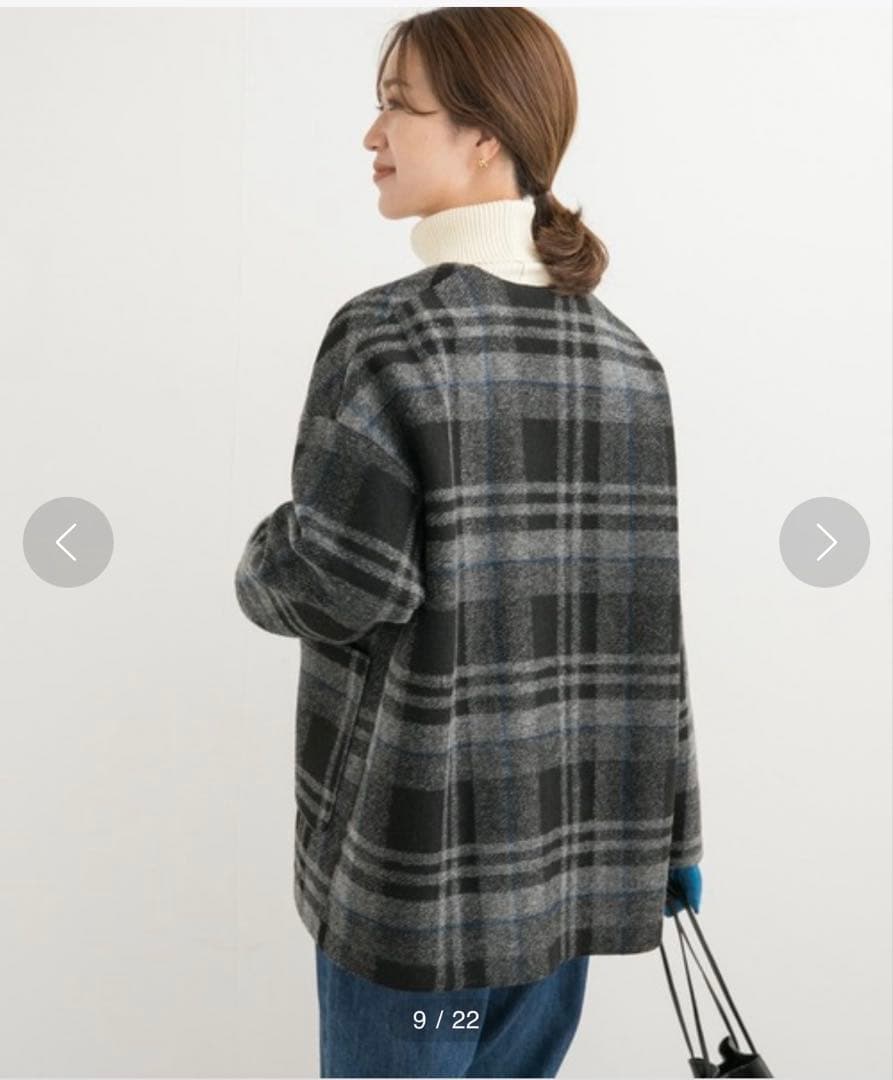 コート アウター スライバーガウンコート　チェック柄